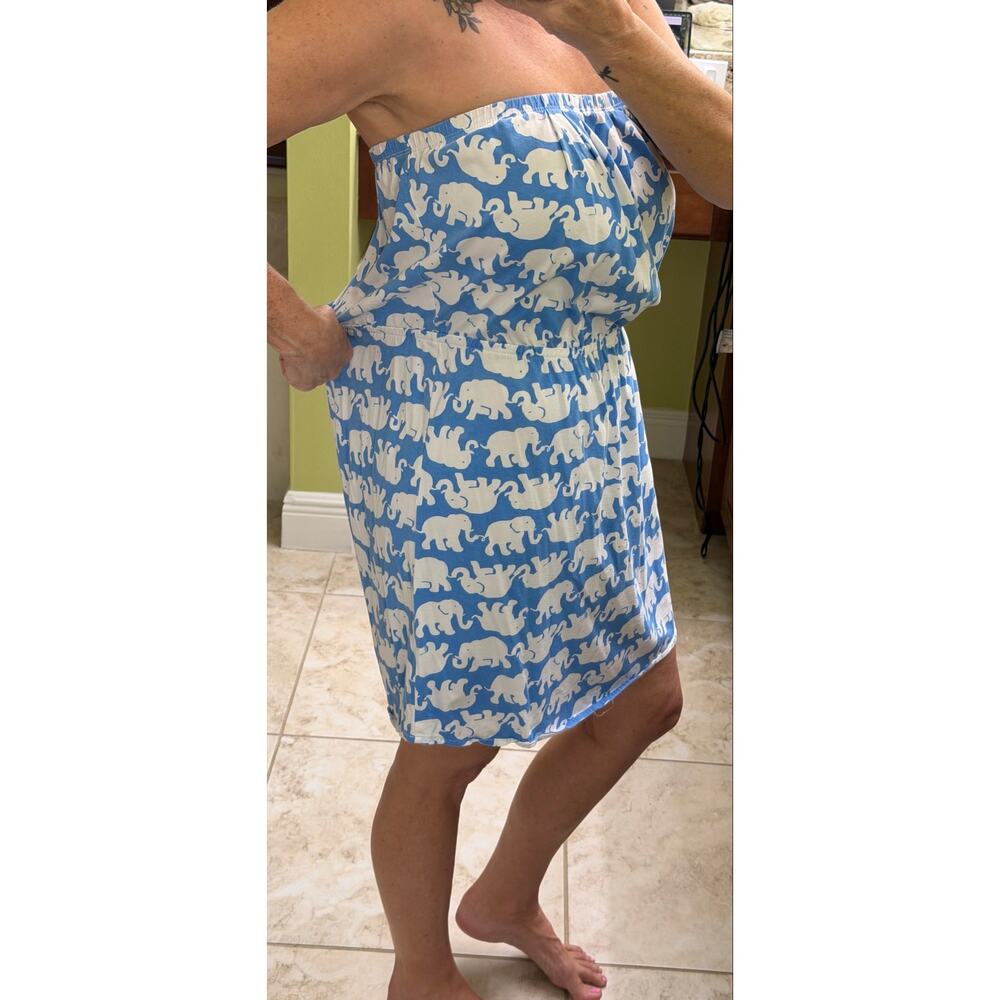 Lilly Pulitzer Windsor blue white elephant print strapless Dress Tusk in the Sun - Picture 8 of 8